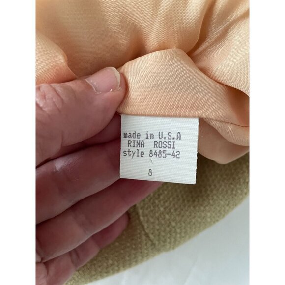 Vintage Rina Rossi Women's Tan Short-Sleeve Blazer Decorative Buttons Size 8 - Picture 6 of 7